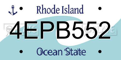 4EPB552 Rhode Island License Plate