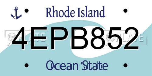 4EPB852 Rhode Island License Plate