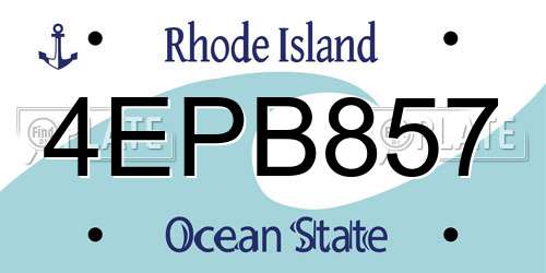 4EPB857 Rhode Island License Plate