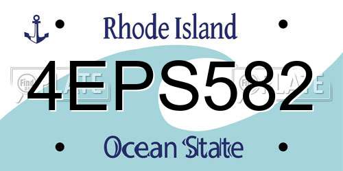 4EPS582 Rhode Island License Plate