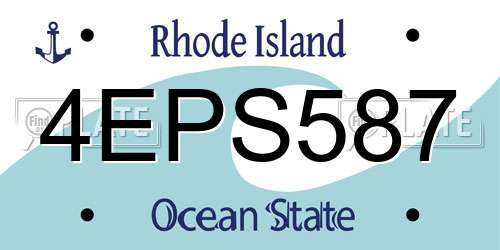 4EPS587 Rhode Island License Plate