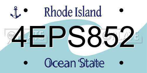 4EPS852 Rhode Island License Plate