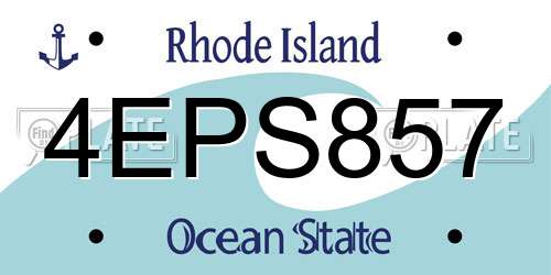 4EPS857 Rhode Island License Plate