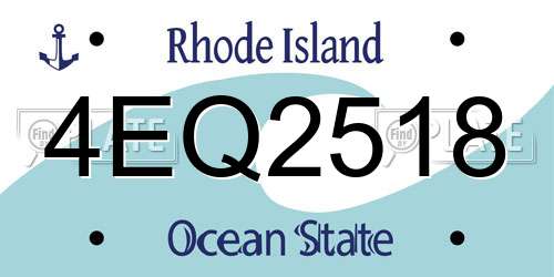 4EQ2518 Rhode Island License Plate