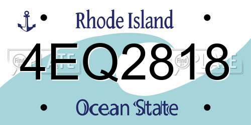 4EQ2818 Rhode Island License Plate