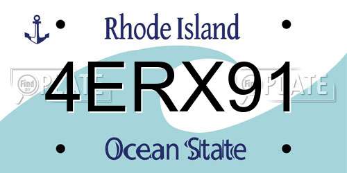 4ERX91 Rhode Island License Plate