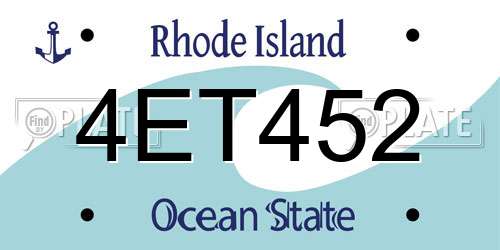 4ET452 Rhode Island License Plate