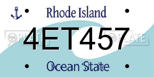 4ET457 Rhode Island License Plate