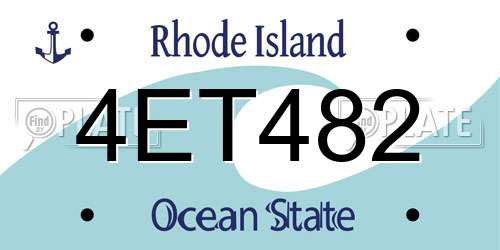 4ET482 Rhode Island License Plate