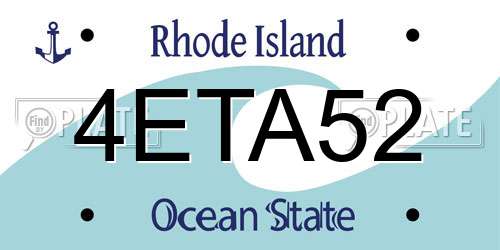 4ETA52 Rhode Island License Plate