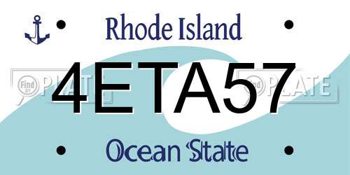 4ETA57 Rhode Island License Plate