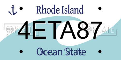 4ETA87 Rhode Island License Plate