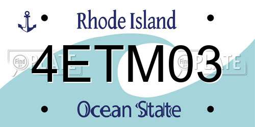 4ETM03 Rhode Island License Plate