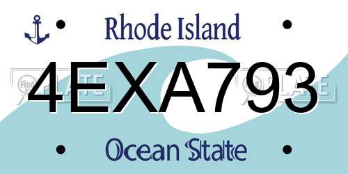 4EXA793 Rhode Island License Plate
