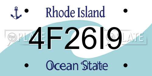 4F26I9 Rhode Island License Plate