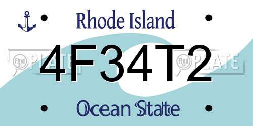 4F34T2 Rhode Island License Plate