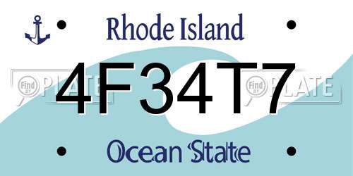 4F34T7 Rhode Island License Plate