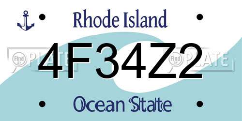 4F34Z2 Rhode Island License Plate