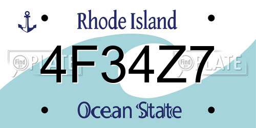 4F34Z7 Rhode Island License Plate