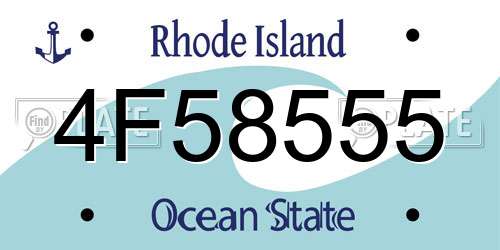 4F58555 Rhode Island License Plate