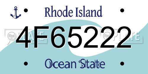 4F65222 Rhode Island License Plate