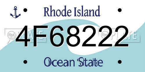 4F68222 Rhode Island License Plate