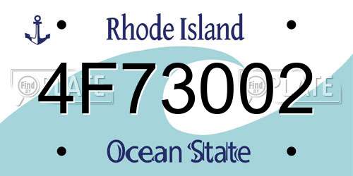 4F73002 Rhode Island License Plate