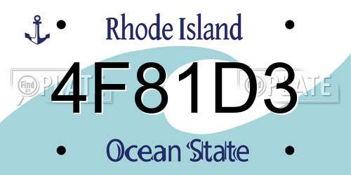 4F81D3 Rhode Island License Plate