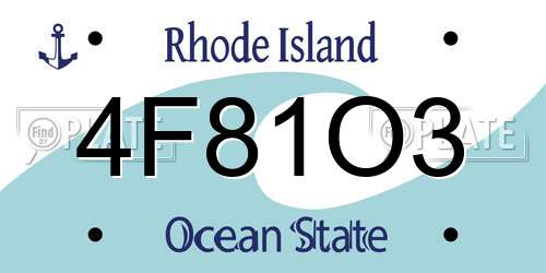 4F81O3 Rhode Island License Plate