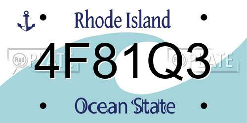 4F81Q3 Rhode Island License Plate