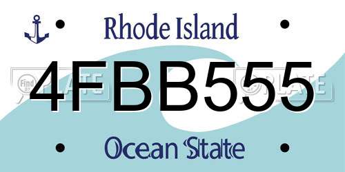 4FBB555 Rhode Island License Plate