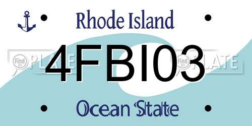 4FBI03 Rhode Island License Plate