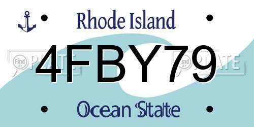 4FBY79 Rhode Island License Plate