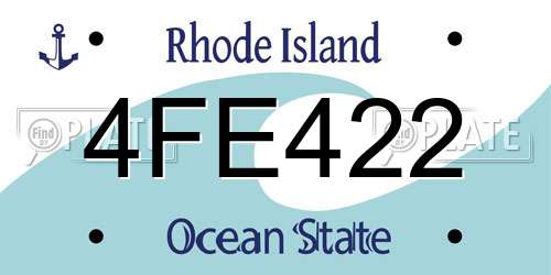 4FE422 Rhode Island License Plate