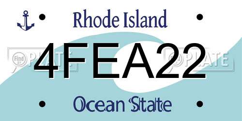 4FEA22 Rhode Island License Plate
