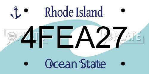 4FEA27 Rhode Island License Plate