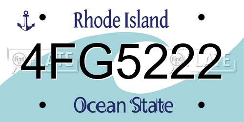 4FG5222 Rhode Island License Plate