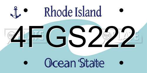 4FGS222 Rhode Island License Plate
