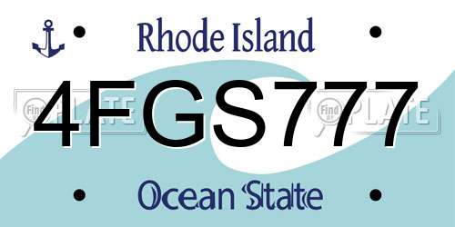 4FGS777 Rhode Island License Plate