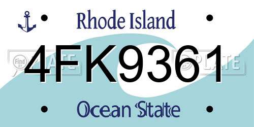 4FK9361 Rhode Island License Plate