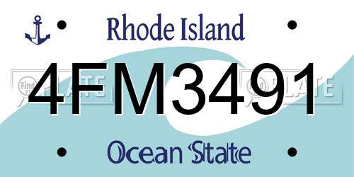 4FM3491 Rhode Island License Plate