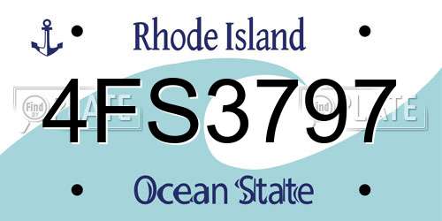 4FS3797 Rhode Island License Plate