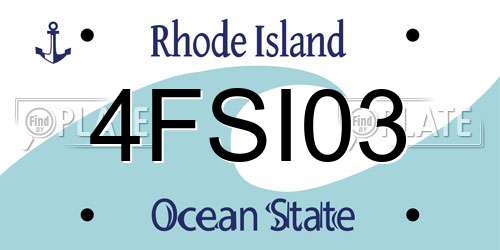 4FSI03 Rhode Island License Plate