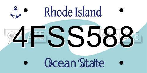4FSS588 Rhode Island License Plate