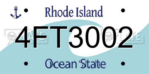 4FT3002 Rhode Island License Plate