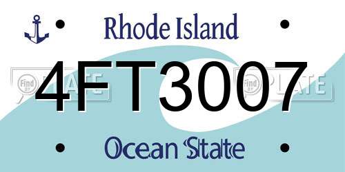 4FT3007 Rhode Island License Plate