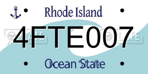 4FTE007 Rhode Island License Plate