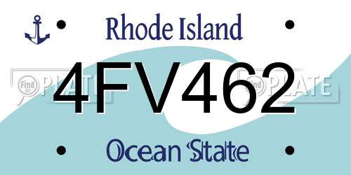 4FV462 Rhode Island License Plate
