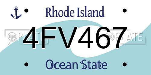 4FV467 Rhode Island License Plate