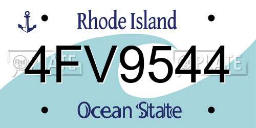 4FV9544 Rhode Island License Plate